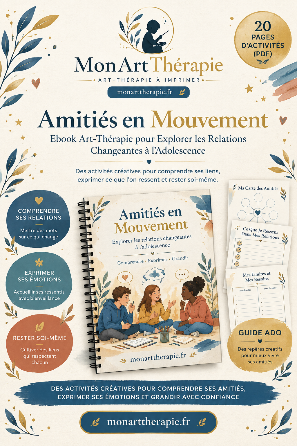 Amitiés en Mouvement – Ebook Art Thérapie pour Explorer les Relations Changeantes à l'Adolescence
