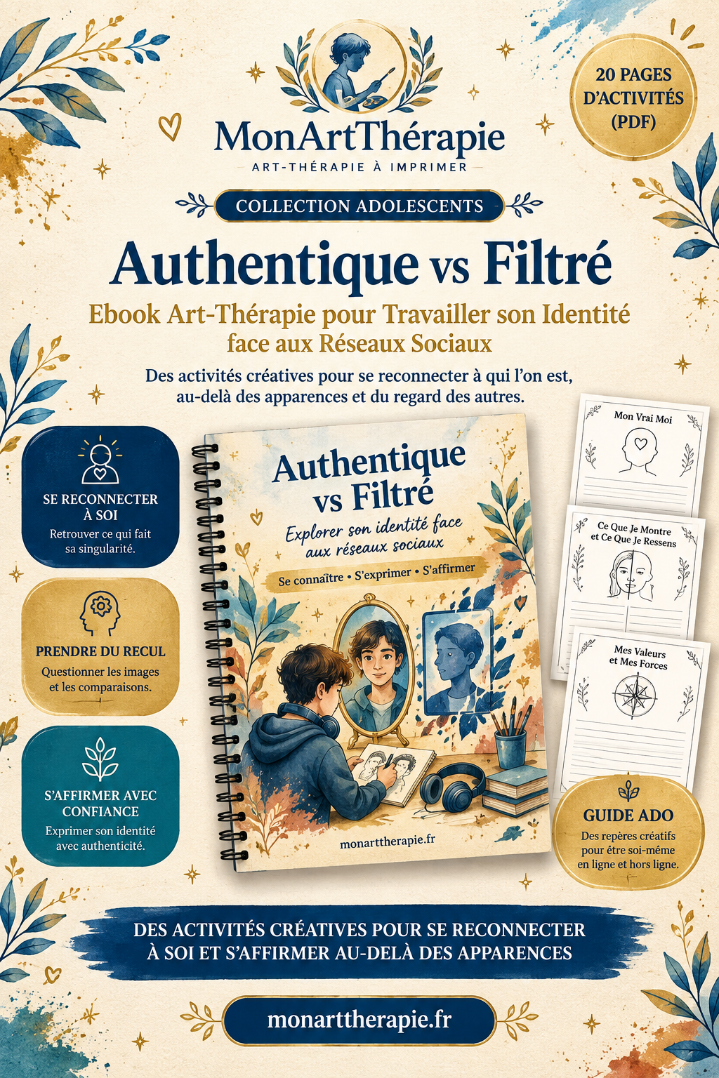 Authentique vs Filtré – Ebook Art Thérapie pour Travailler son Identité face aux Réseaux Sociaux