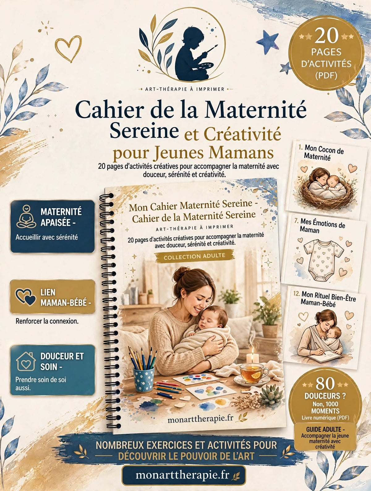 Cahier de la Maternité Sereine – Ebook Art Thérapie pour Jeunes Mamans