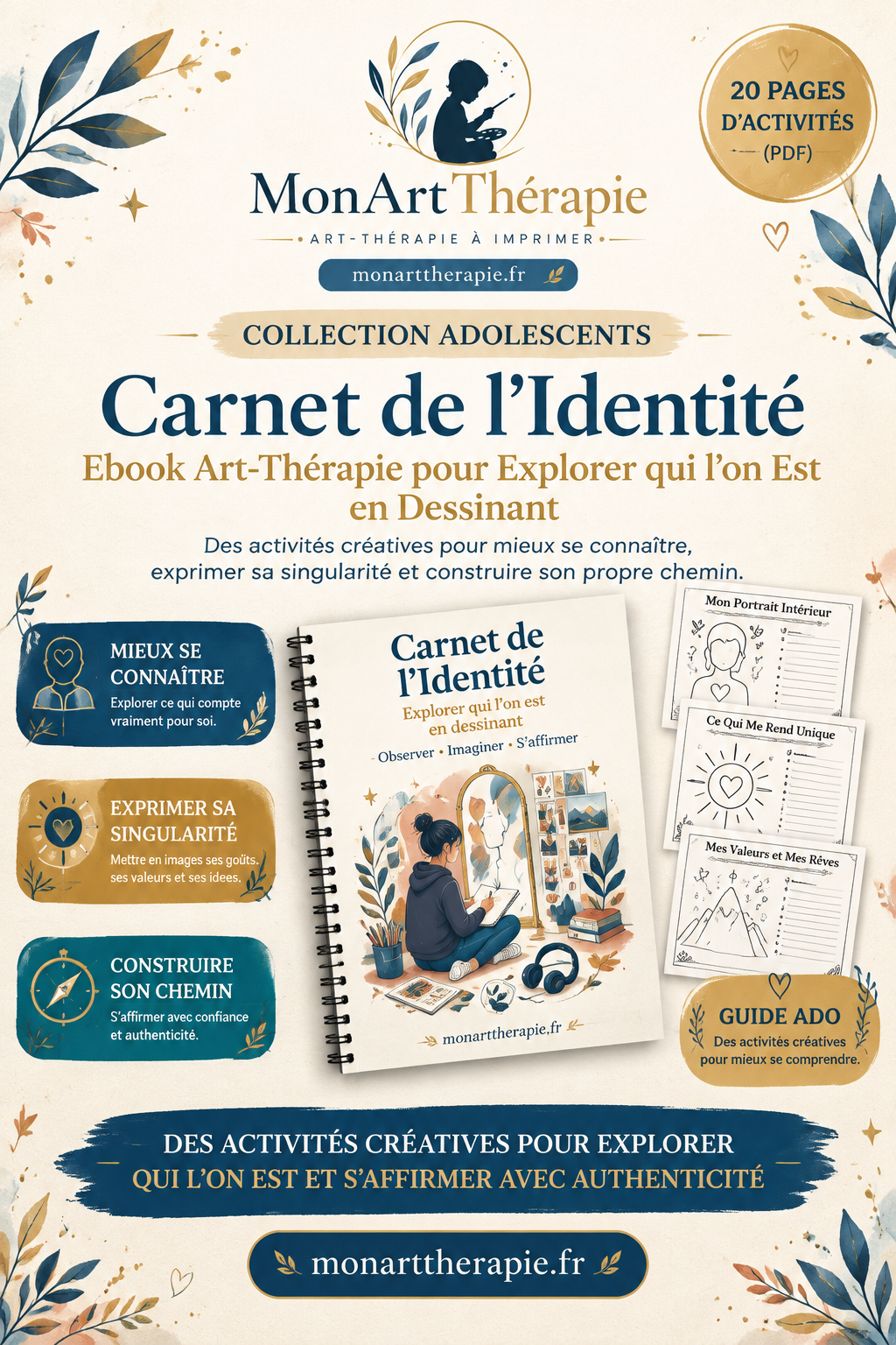 Carnet de l'Identité – Ebook Art Thérapie pour Explorer qui l'on Est en Dessinant