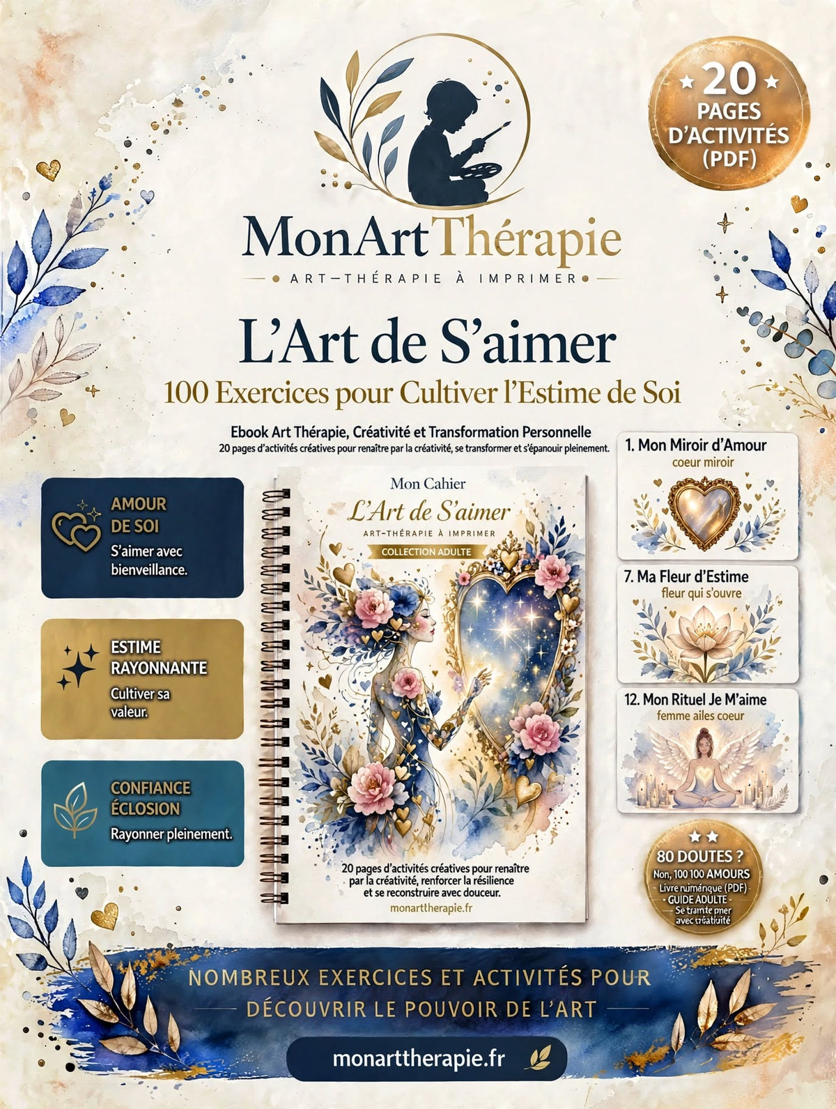 L'Art de S'aimer – Ebook Art Thérapie, 100 Exercices pour Cultiver l'Estime de Soi