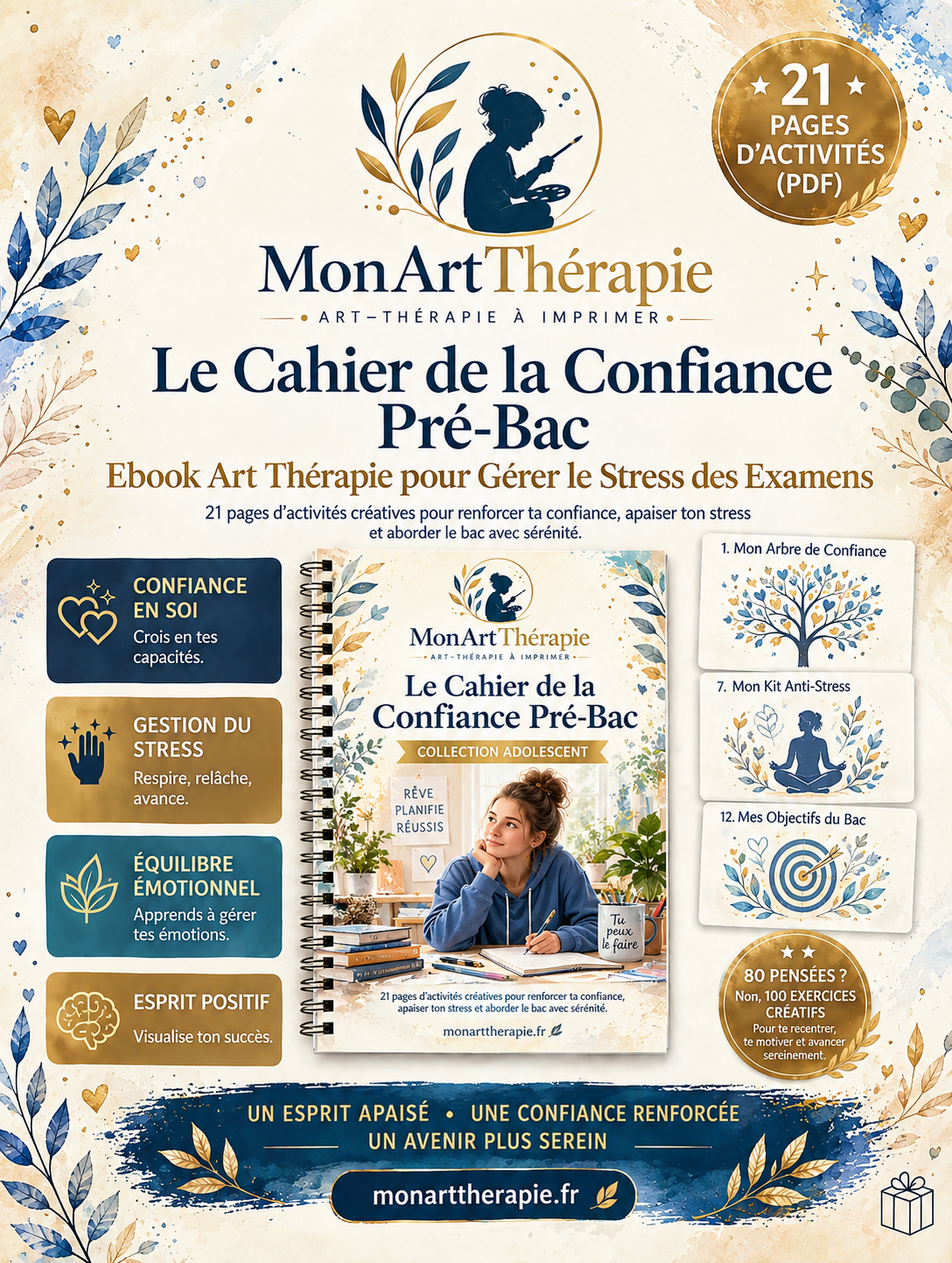 Le Cahier de la Confiance Pré-Bac – Ebook Art Thérapie pour Gérer le Stress des Examens