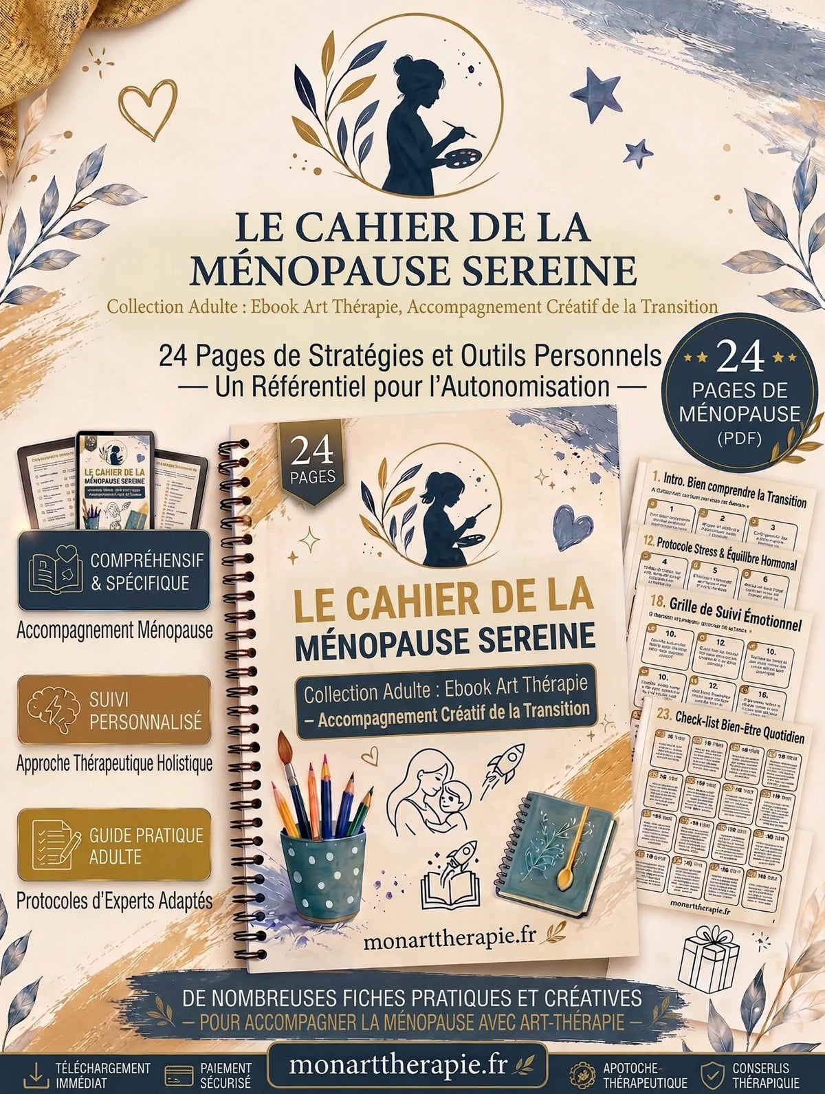 Le Cahier de la Ménopause Sereine – Ebook Art Thérapie, Accompagnement Créatif de la Transition