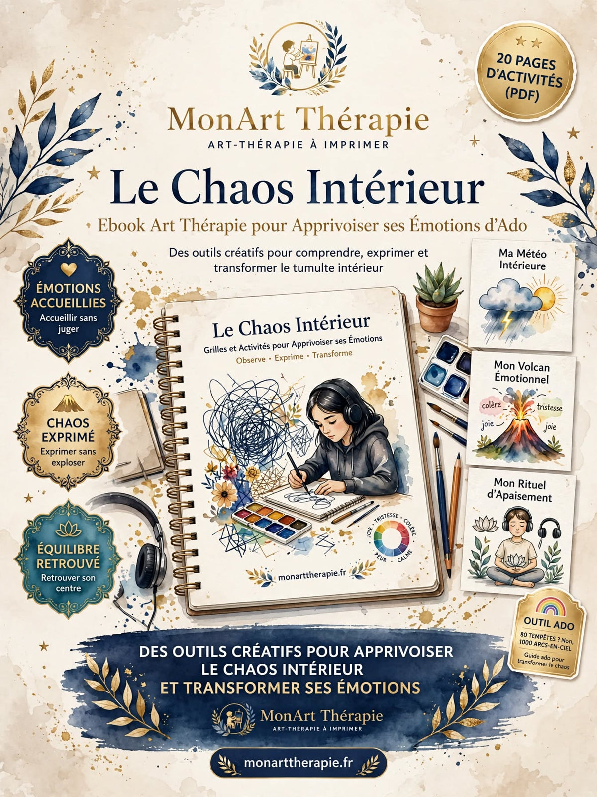 Le Chaos Intérieur – Ebook Art Thérapie pour Apprivoiser ses Émotions d'Ado