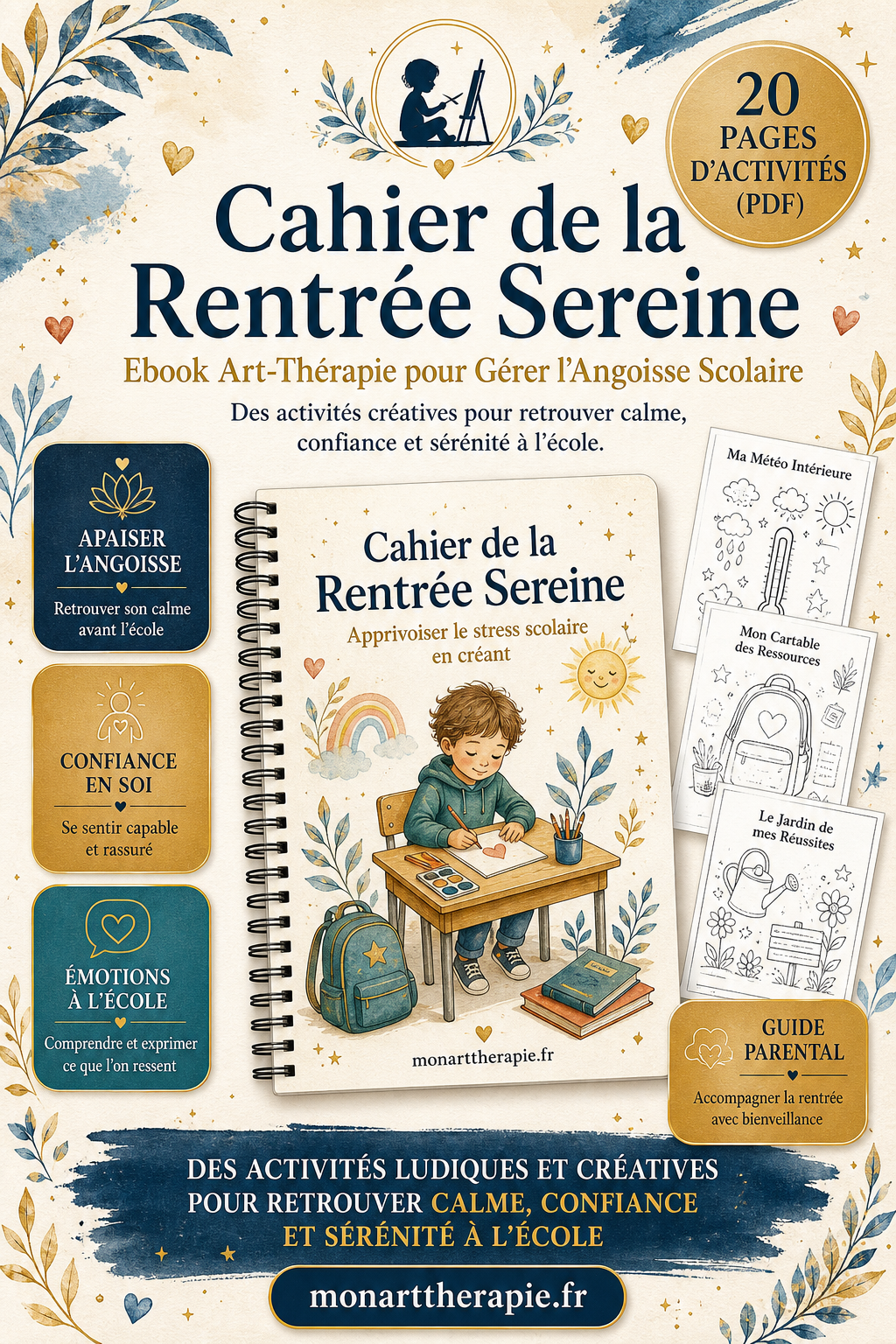 Mon Cahier de la Rentrée Sereine – Ebook Art Thérapie pour Gérer l'Angoisse Scolaire en Dessinant