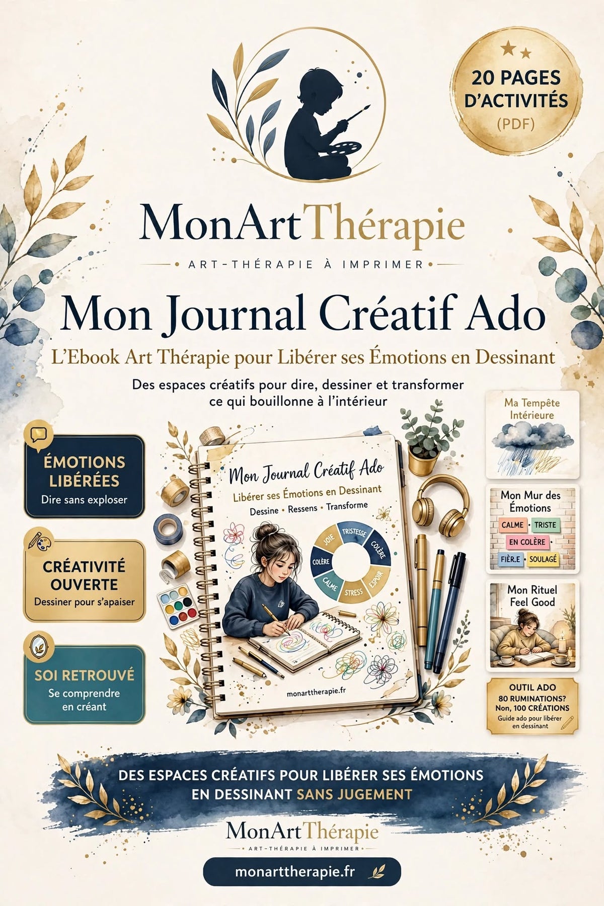 Mon Journal Créatif Ado – L'Ebook Art Thérapie pour Libérer ses Émotions en Dessinant