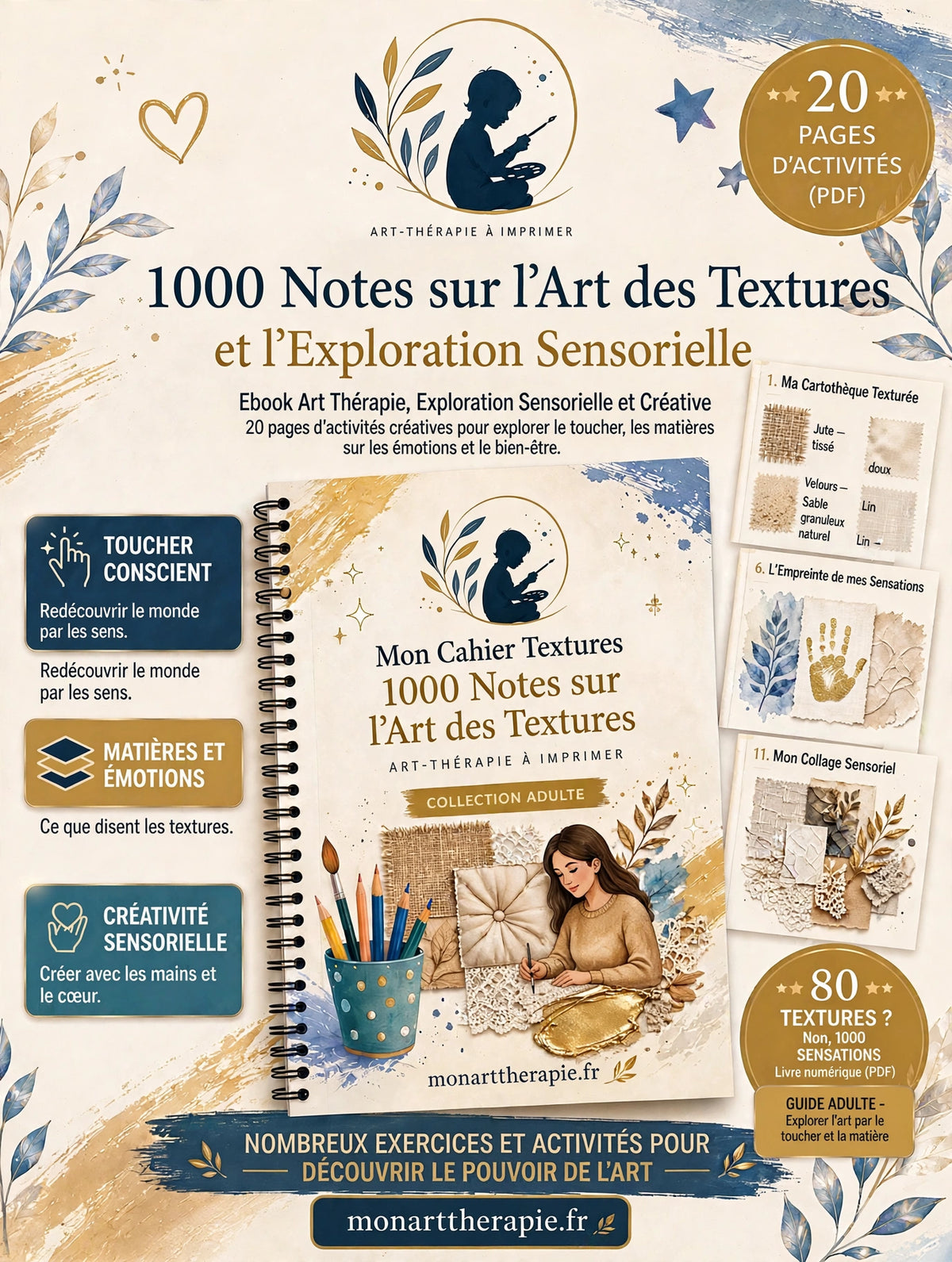 1000 Notes sur l'Art des Textures – Ebook Art Thérapie, Exploration Sensorielle et Créative
