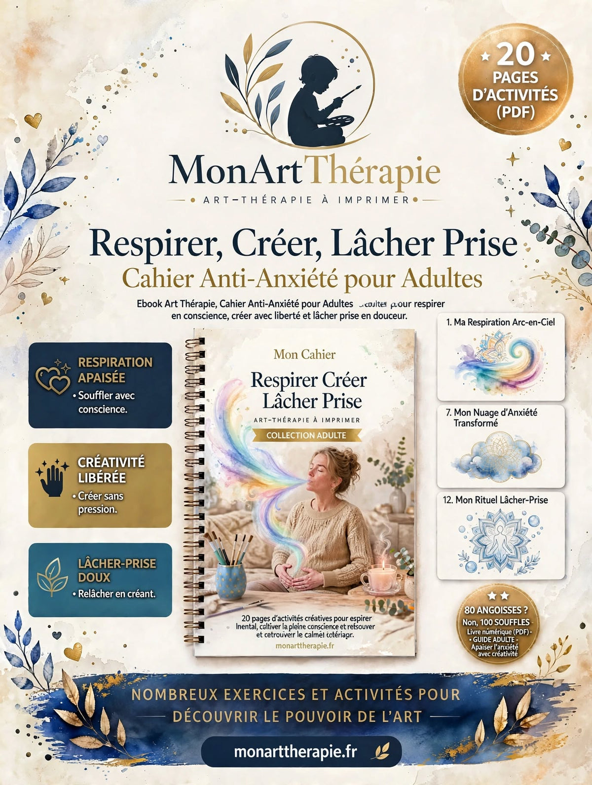 Respirer, Créer, Lâcher Prise – Ebook Art Thérapie, Cahier Anti-Anxiété pour Adultes